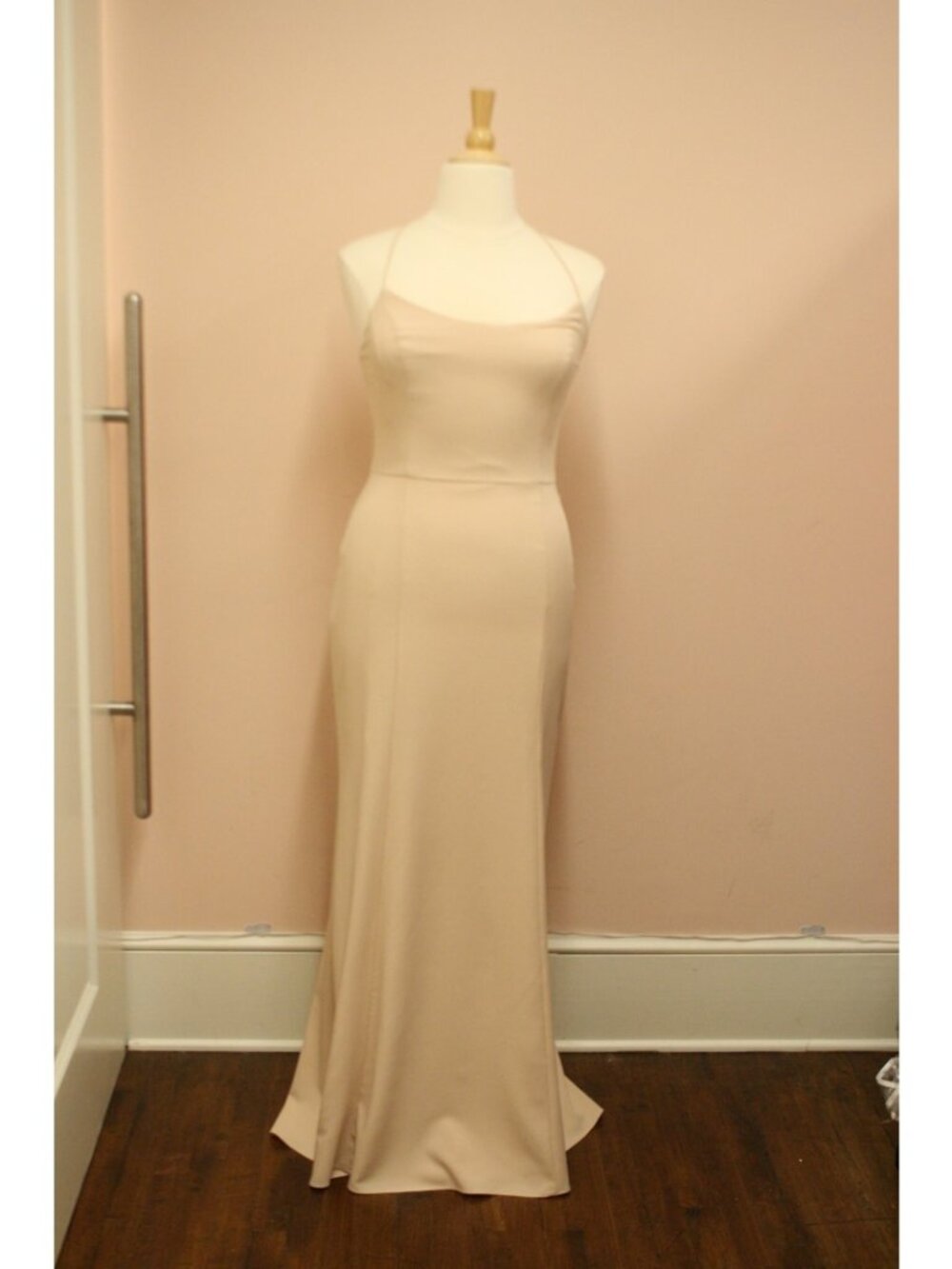 Long Formal Crepe Evening Gown/Bridesmaid Dress Amsale Fawn (champagne)